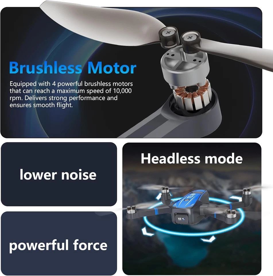 TL16 Drone Con Telecamera 4K per Adulti, Posizionamento Ottico Del Flusso Motore - Immagine 4 di 4