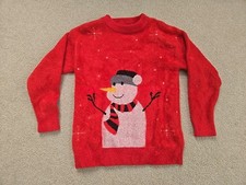 Adorable Sweetness Children s Red Sweater Snowman Thick Fluffy Warm