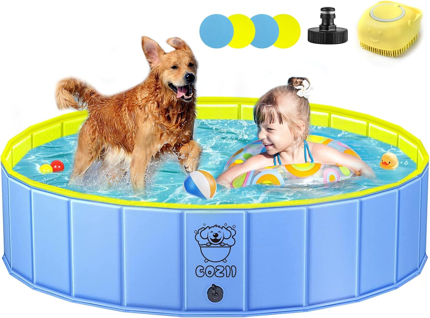 Dog Paddling Pool, 120 X 30Cm Dog Pool Foldable, Large Paddling Pool for Dogs No