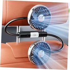 Dual Head Gooseneck Car Cooling Fan for Back Seat Kids, Usb Powered 3 Speeds