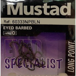 Mustad 60333NPBLN Eyed Specialist Barbed Größe 14 10er-Packung