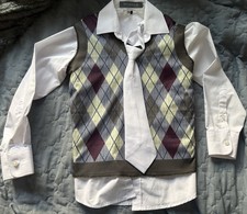 Kids Sweater Vest Shirt And Tie all In One Size 8 Boys NWOT