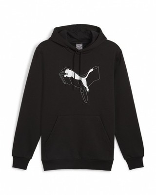  Puma Ess+ Logo Lab Cat Fleece Herren Hoodie Hoodie Schwarz mit Taschen 