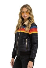 Aviator Nation 5 Stripe Jacket Black Womens Medium NWT