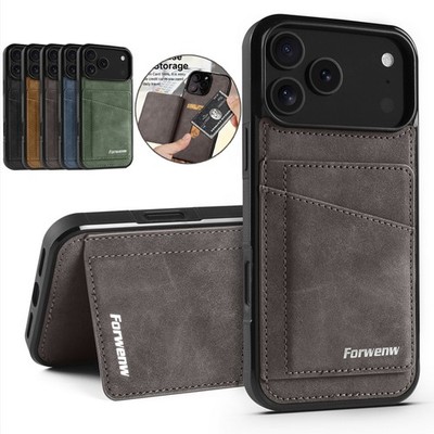 Hülle mit Kartenfach Für iPhone 17 16 Pro Max 16E 15 14 13 12 Leder Tasche Case