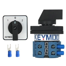 KEYMOO 20A Rotary Changeover Switch,3 Position 2 Phase 8 Terminals,ON-Off-ON ...