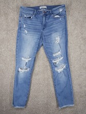 Women's ABERCROMBIE  FITCH Super Skinny Ankle Mid Rise SIZE 32 14R Distressed