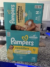 Pampers Swaddlers Newborn Size N Diapers, Up to 10 lb, 140 Count, White