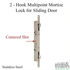 Discontinued 2-Point Dbl Hook Sliding Door Lock Stainless Steel Flat Faceplate