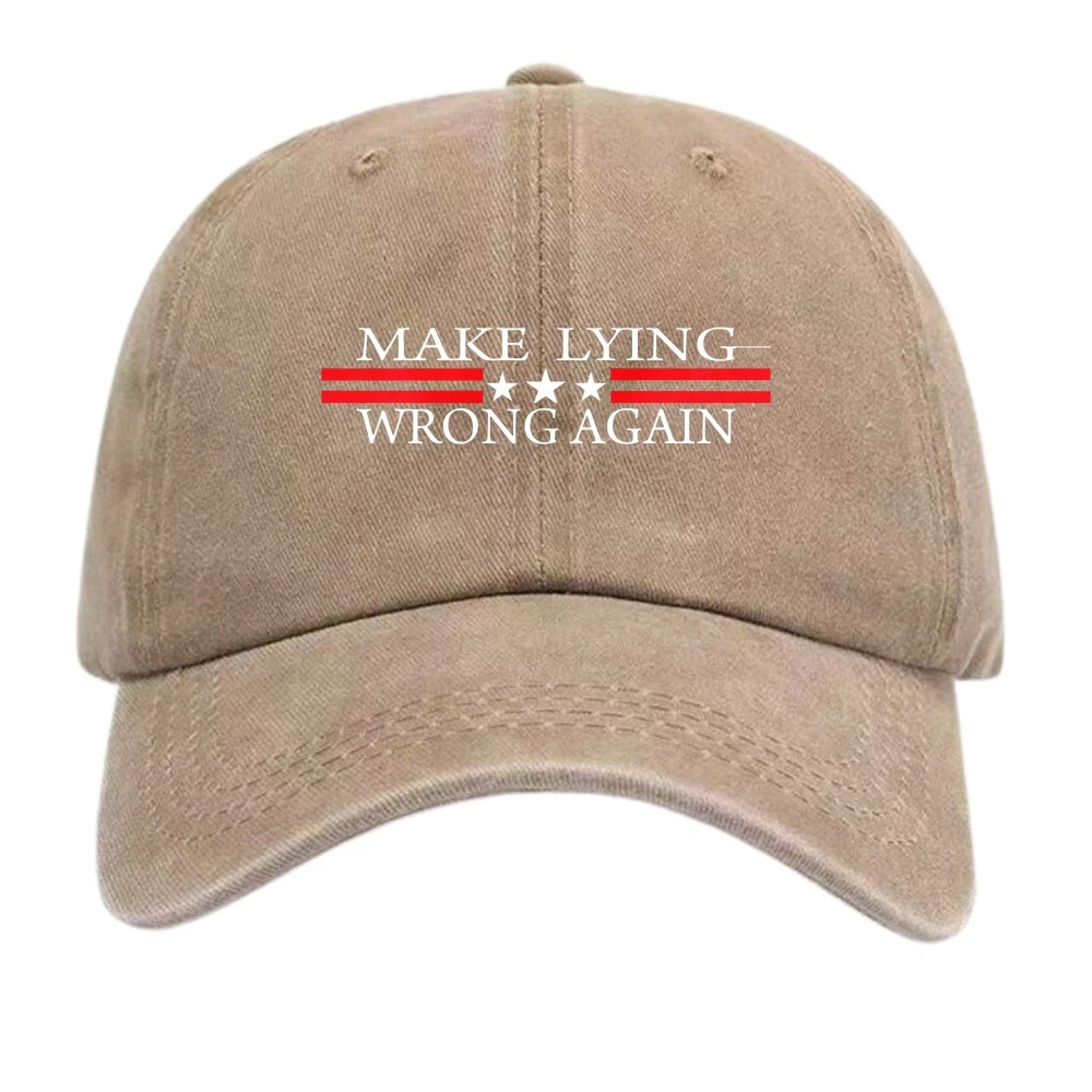 Make Lying Wrong Again Patriotic Slogan Baseball Cap Adjustable Dad Hat