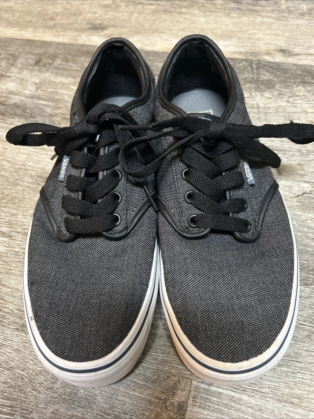 Scarpe sneakers classiche basse Vans uomo stringate nere off the wall skater taglia 8 5