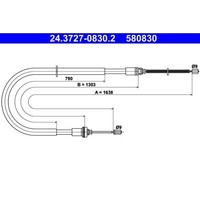 ATE 24.3727-0830.2 Seilzug Feststellbremse Hinten FüR Peugeot