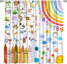 Alphabets ABC Curtains for Kids,Education Learning Rainbow Crayons Alphabet Colo