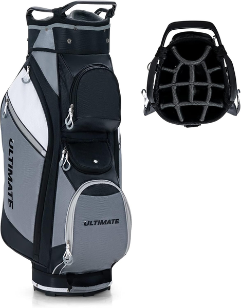 Gymax Golftasche Mit 14 FäChern, Golf Cartbag Mit 7 ReißVerschlusstaschen & Rege-image