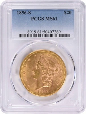 1856-S $20 Gold Liberty Head MS61 PCGS | eBay