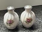 Vintage Salt And Pepper Chalet Ceramic Vase Shape With Rose Painting Japan — photo 1
