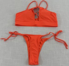 Bright Orange Halter Bikini Sz M. NWOT. Adjustable Sides. F54