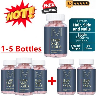 New Hair Skin and Nails Gummies - Supports Healthy Hair - Vegan Biotin Vitamins