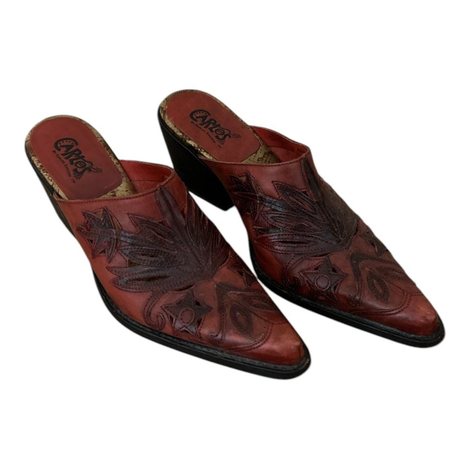 Carlos By Carlos Santana Rodeo Punta Cuero Rojo Recortado Mules Western Foto 2 de 4