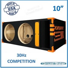 10" Vented 30hz Dual Sub Box Subwoofer Enclosure Speaker Box Competition Ported