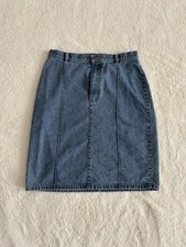 Vintage Liz Claiborne Y2K 90s Blue Denim Pencil Skirt Knee Length Petite 10P