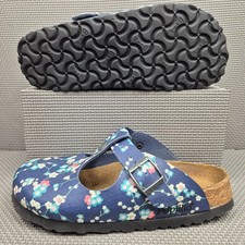 Birkenstock Papillio Boston Mule Sandals UK 4 Eur 37 Women's Floral Blue Clogs