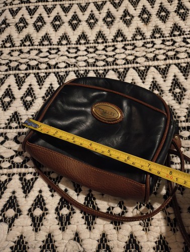 Borsa a tracolla vintage Holiday Fair Sm in pelle nera e marrone - Foto 12 di 13