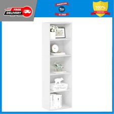 Furinno Luder 5-Tier Bookshelf Open Storage Bookcase White 15.8 x 9.4 x 52 Inch