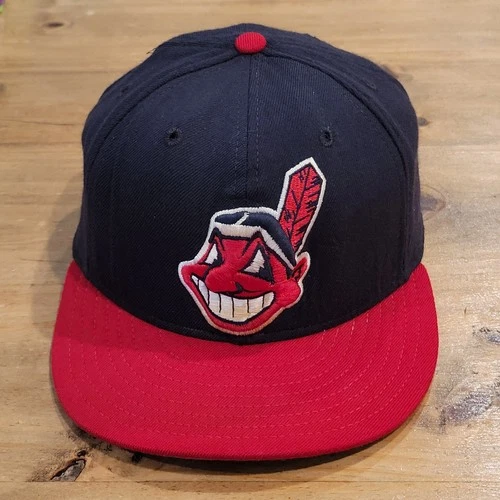 Vintage Cleveland Indians Hat New Era Size 7 5/8 Fitted 90s Wahoo Wool MLB