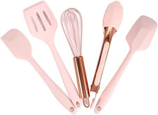 Rose Gold  Pink Kids Mini Kitchen Utensil Set 5-Piece Silicone Cooking Tools