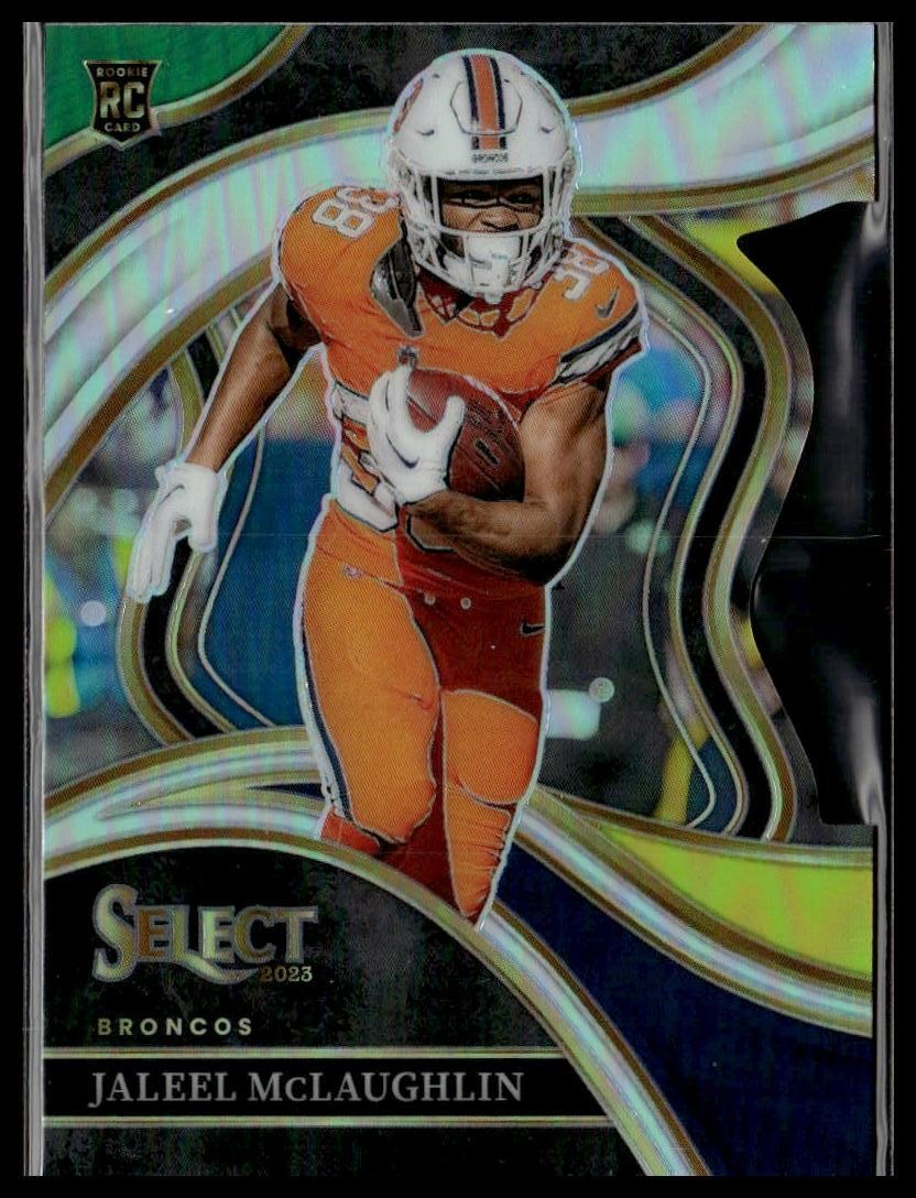 2023 Panini Select #265 Jaleel McLaughlin Green and Yellow Prizms Die Cuts