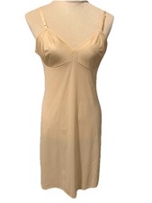 Vtg Vanity Fair  Beige W Lace Full Dress Slip Size 34 Dupont Nylon Antron III