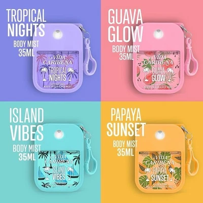 La Vida Caribena Hydrating Body Mist 4-Pack Gift Set – Travel Size 35 Ml Each -