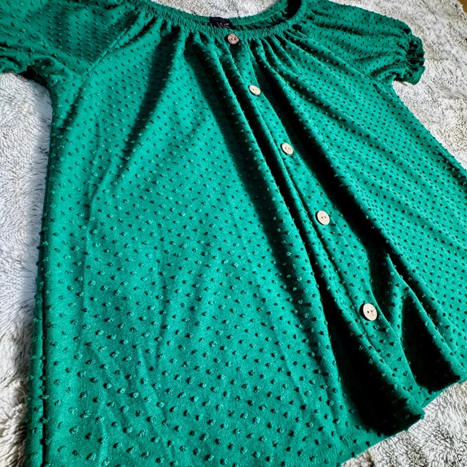 Swiss Blouse Short Puff Sleeve Top Sz. L flattering fit cottagecore peasant - Image 3 of 4