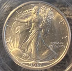 1917 50C Walking Liberty Half Dollar PCGSMS63 Crisp Sharp Features Bright Luster