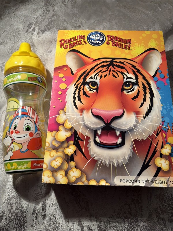 Ringling Bros Final Season Souvenir Lot-Popcorn Box & Clown Lemonade Cup Tampa