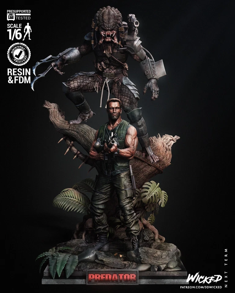 Predator vs Dutch V.1, Diorama, 1/4-1/24, Sculpture, Figur, Unbemalt, 3D-Druck - Bild 2 von 4