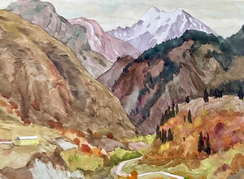 Original Painting Vintage Decor Art Mountain Nature Artwork Autumn Kazakhstan - Picture 5 of 11