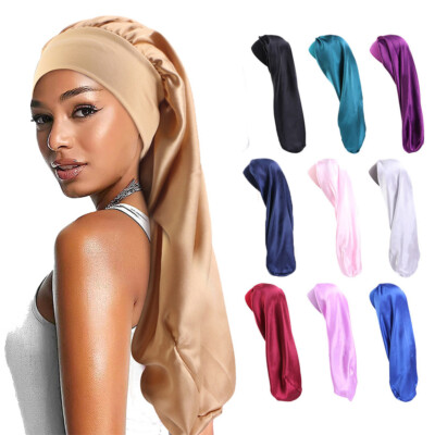 Women Silk Satin Bonnet Night Sleep Cap Hair Hat Dreadlocks Braids Long Hair