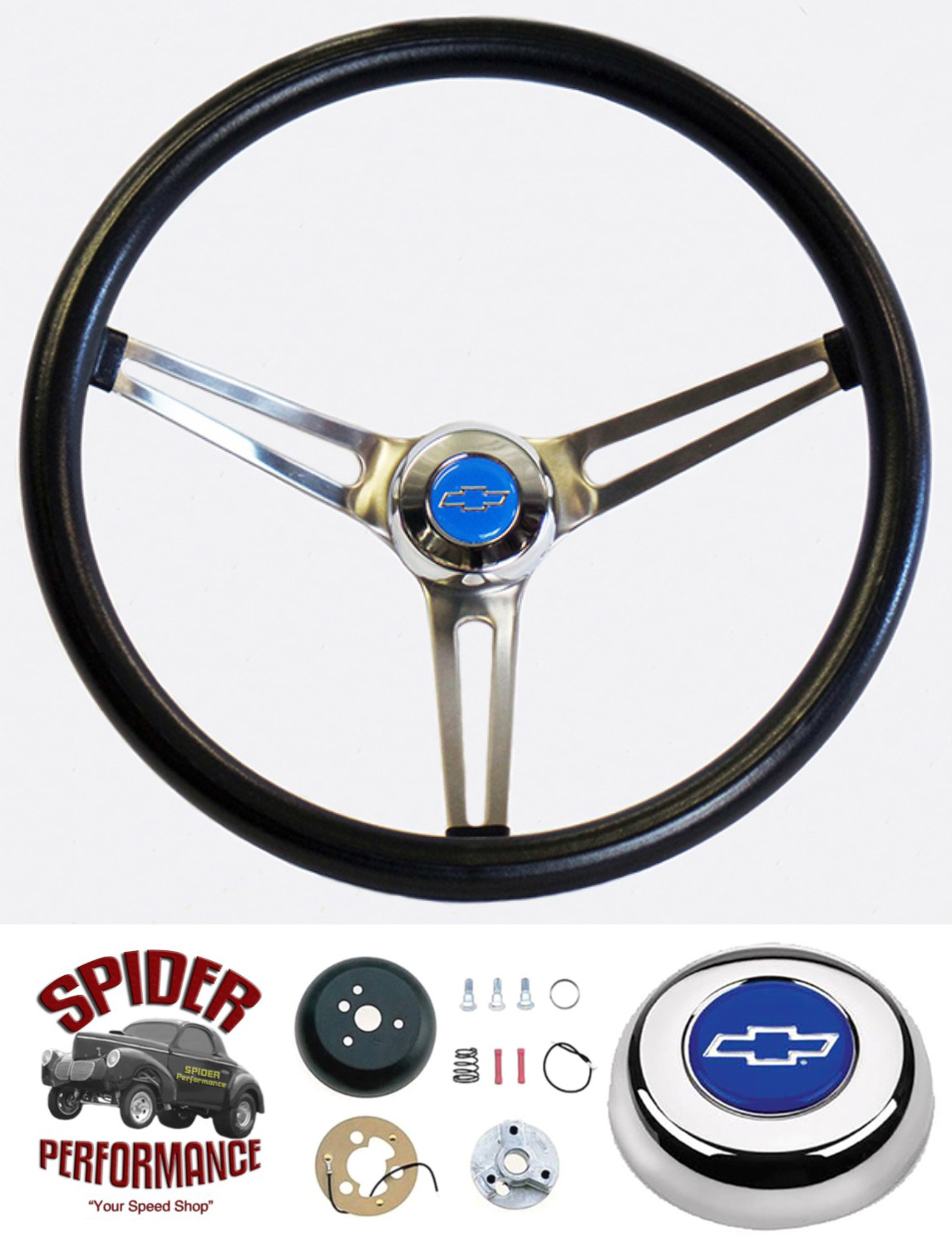 1968 Camaro steering wheel BLUE BOWTIE 15" MUSCLE CAR STAINLESS eBay