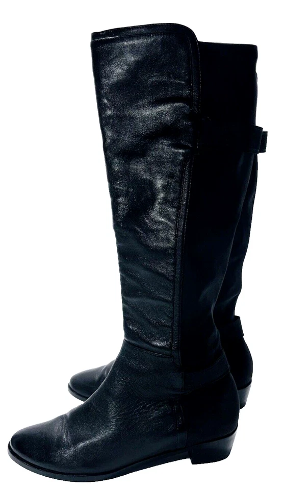 Botas hasta la rodilla Cole Haan NikeAir tacón cuero negro elástico para mujer talla 8,5 B Foto 4 de 4