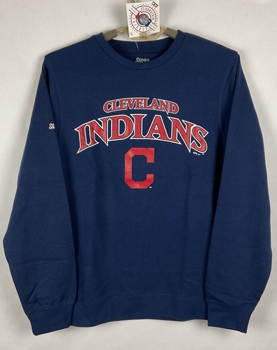 Cleveland Indians NWT Pullover Fleece Crewneck Sweatshirt Small S Navy Stitches