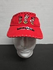 MINNIE Mouse Youth Sun Visor Hat Cap ADJUSTABLE Red Embroidered Disney World