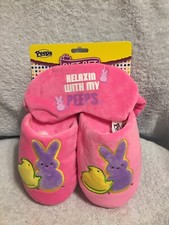 Easter Peeps Girl's Pink Multicolor Slipper With Sleep Mask Size 13/1 Medium New