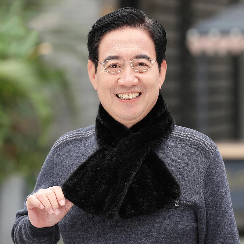 Un conjunto cálido sombrero de piel de visón real para hombre + bufanda gorra de pico tocado boina de dicer Foto 2 de 4