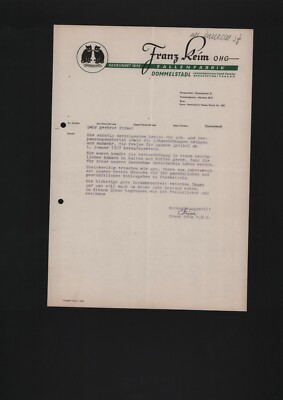 Dommelstadt, letter 1957, Franz Klein OHG trap factory