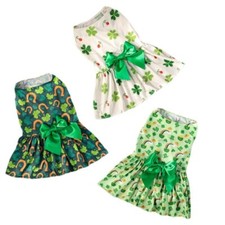 Dog St. Patrick's Day Green Bow Shamrock Costume Dress Funny Party Skirt