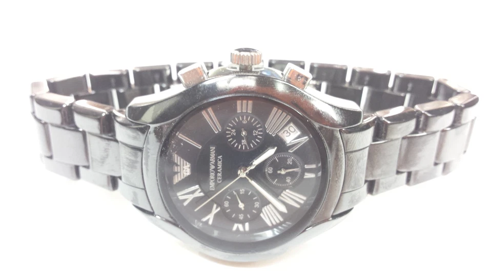 Nuevo Armani Cerámica Negra Para Hombres 41mm Cronógrafo AR1401 Fecha, 30m WR, Tamaño Mediano Foto 3 de 4