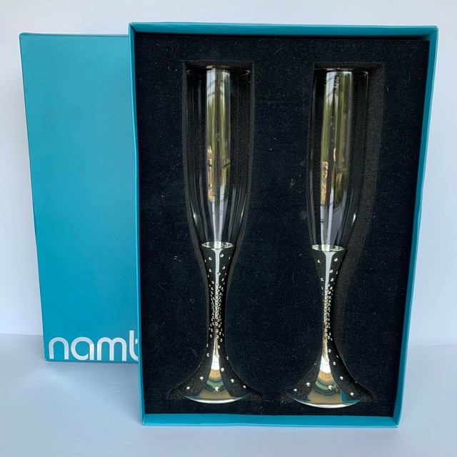 Nambe Dazzle Toasting Champagne Flutes Set of 2 by Scott and Torrie