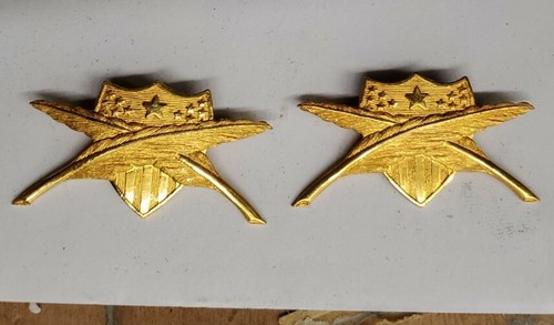 1924-1926 Field Clerk Adjutant General Collar Insignia (Pair) Gilt Pins